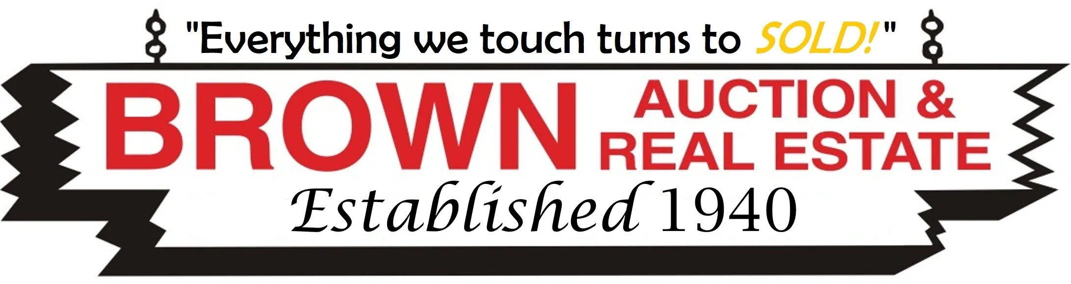 Red Brown Auction sign with Established 1940